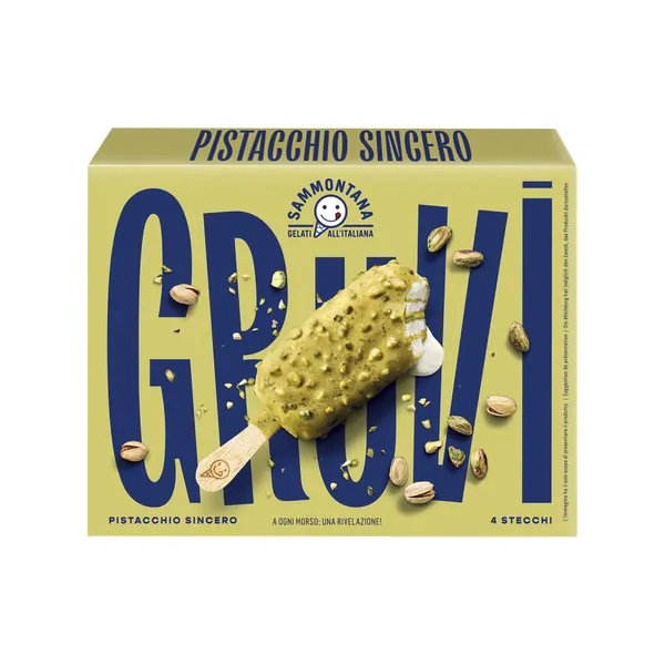 Saldējums Gruvi pistāciju ar vaniļas garšu, pistāciju pildījumu, pistāciju glazūru, pistāciju un cepumu gabaliņiem 4x60g