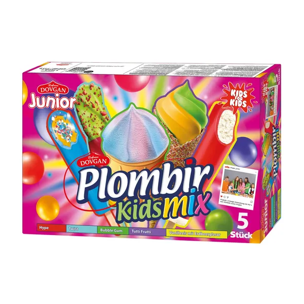 Saldējums Plombir Kids Mix 5gab. 315g/450ml