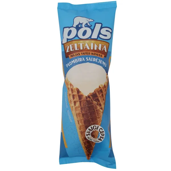 Saldējums Pols plombīra cukura vafeļu konusā 200ml/90g