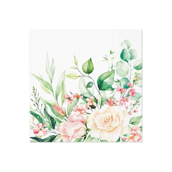 Salvetes PAW baltas ziedu 33x33cm SS25