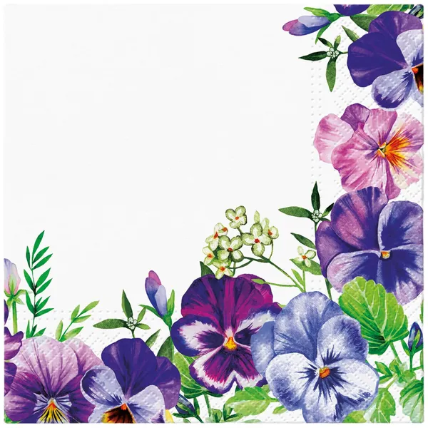 Salvetes Paw Violet Pansies 33x33cm SS26