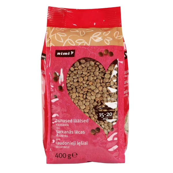 Sarkanās lēcas, nelobītas Rimi 400g