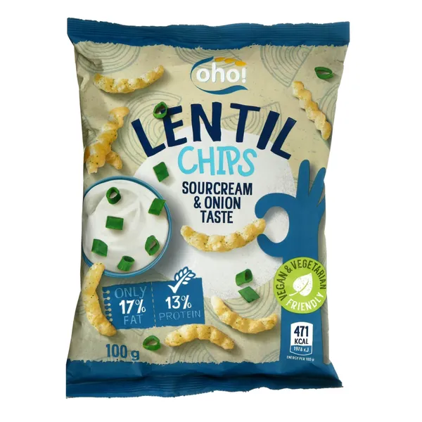 Sarkano lēcu uzkoda ar skābo krējumu un sīpoliem