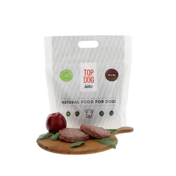 Sasaldēta suņu barība Top Dog Bistro liellops,pīle 1,6 kg