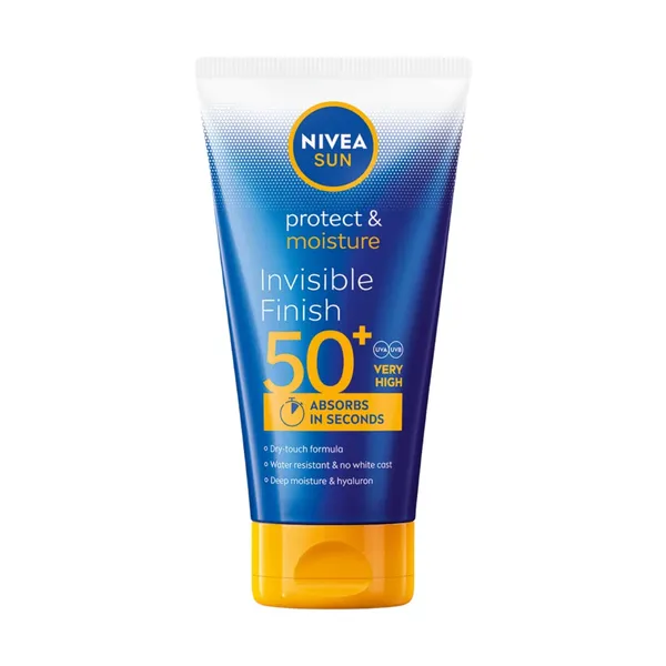 Saules aizsarglosjons Nivea Sun Invisible Finish ar hialuronskābi, mitrinošs SPF50+ 150ml