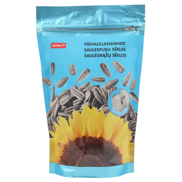 Nelobītas, grauzdētas un sālītas svītrainās saulespuķu sēklas Rimi 300 g