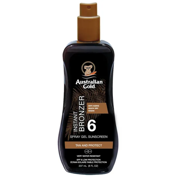 Sauļošanās gēls Australian Gold ar bronzeriem, izsmidzināms SPF6 237ml