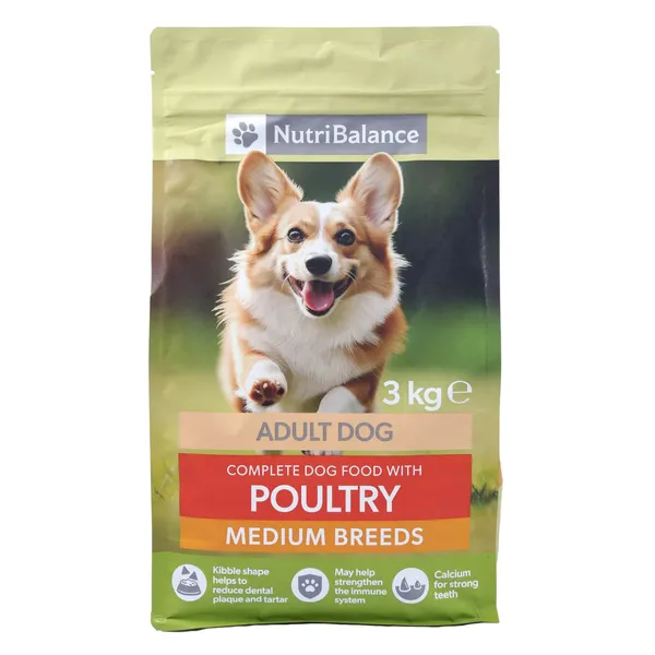 Kompleksā sausā barība Nutribalance vidējo šķirņu pieaugušiem suņiem ar vistas gaļu 3kg
