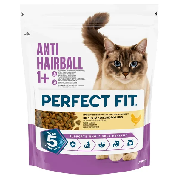 Sausā kaķu barība Perfect Fit Dry Anti hairball 750g