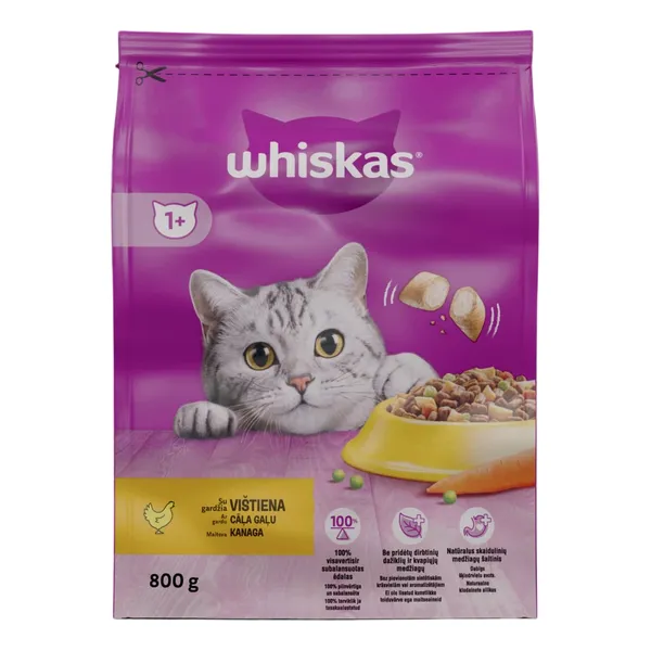 Sausa kaķu barība Whiskas Adult vistas 800g