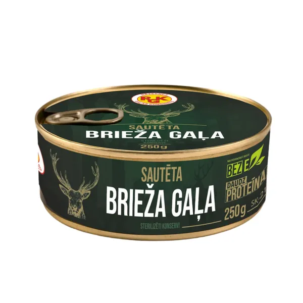 Sautēta brieža gaļa RGK sterilizēti konservi 250g