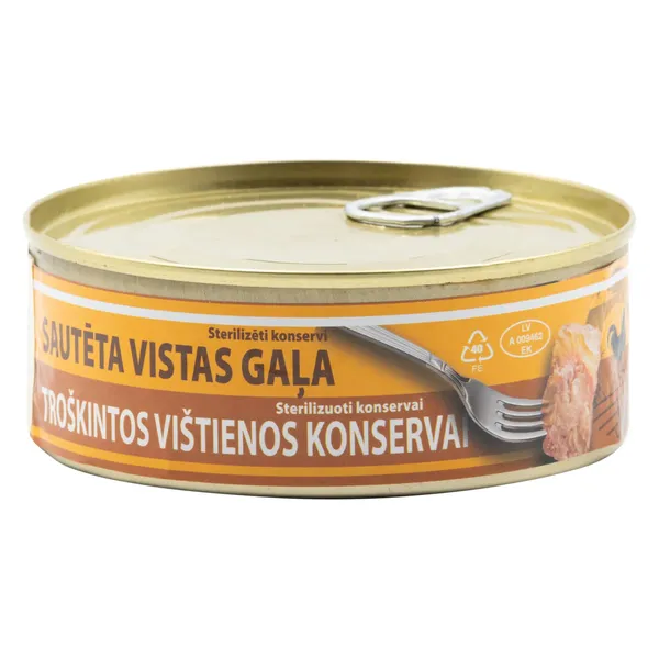 Sautēta vistas gaļa SGK konservēta 230g