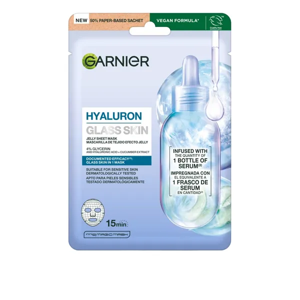 Sejas maska Garnier Hyaluron Glass Skin želejas 27g