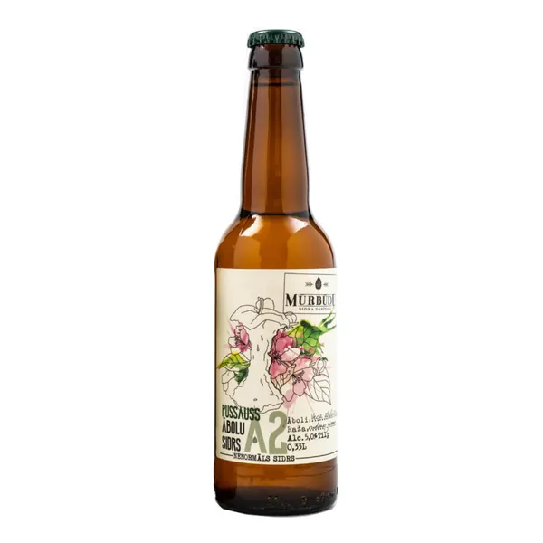 Sidrs Mūrbūdu ābolu pussauss 5% 0,33l