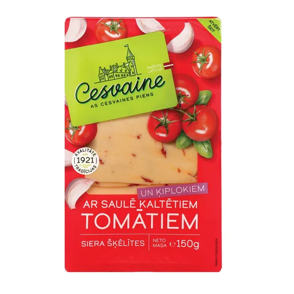 Siers Cesvaine ar tomātiem un ķiplokiem šķēlēs 150g