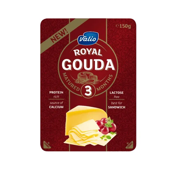 Siers VALIO Royal Gouda, 3 mēn., šķēlēs, 150g