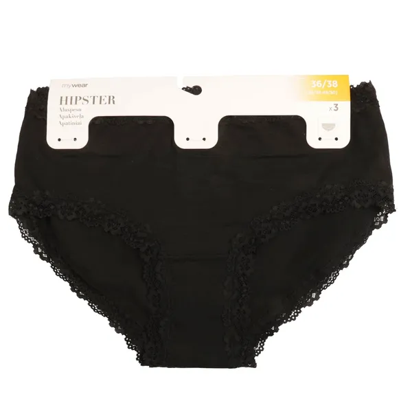 Sieviešu apakšbikses 36/38 Mywear Lu-Tuva 3 gab melnas