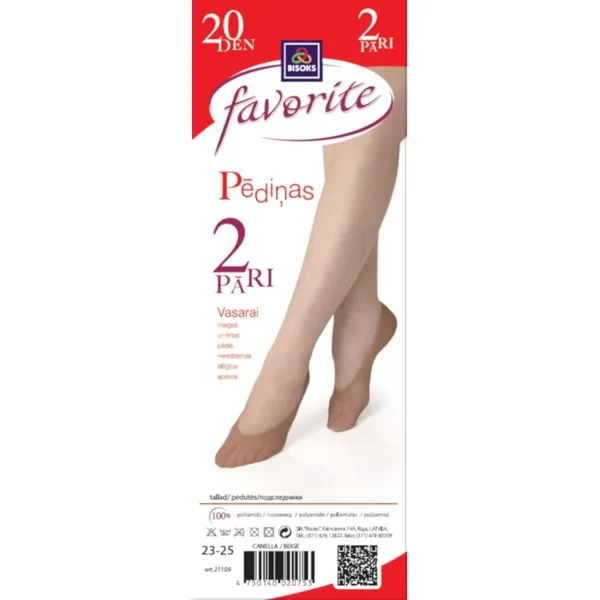 Sieviešu pēdiņas Favorite 20 den 2 pāri 21109 beige 23-25