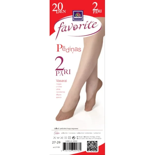 Sieviešu pēdiņas Favorite 20 den 2 pāri 21109 beige 27-29