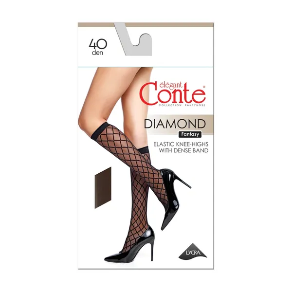 Sieviešu pusgarās zeķes Conte Diamond Nero uni 40d