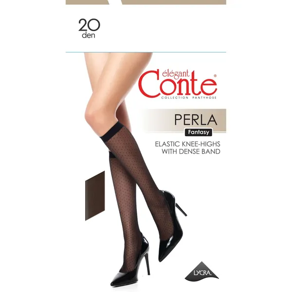 Sieviešu pusgarās zeķes Conte Perla Nero uni 20d