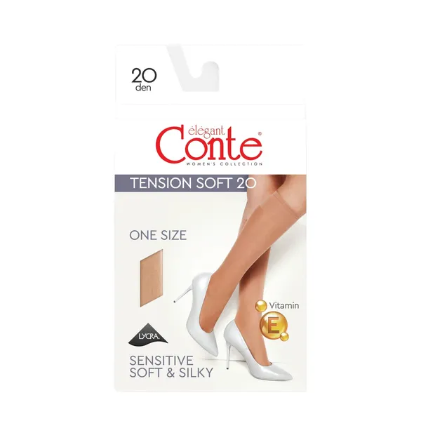 Sieviešu pusgarās zeķes Conte Tension soft20 Nero uni 20d