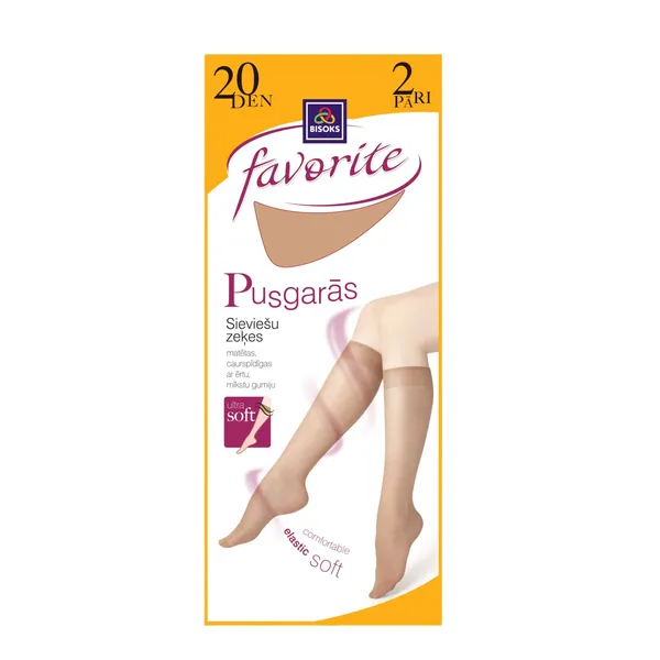 Sieviešu pusgarās zeķes Favorite 20 den 2 pāri 25278 beige
