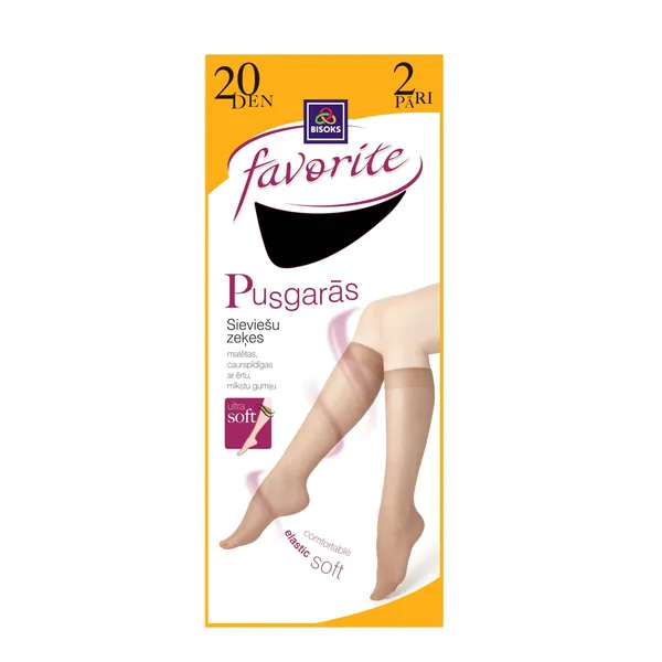 Sieviešu pusgarās zeķes Favorite 20 den 2 pāri 25278 black