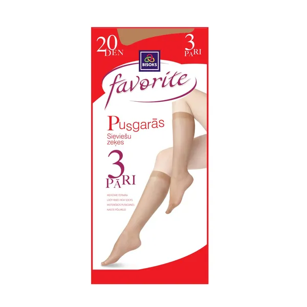 Sieviešu pusgarās zeķes Favorite 20 den 3 pāri 25251 d.beige 23-25