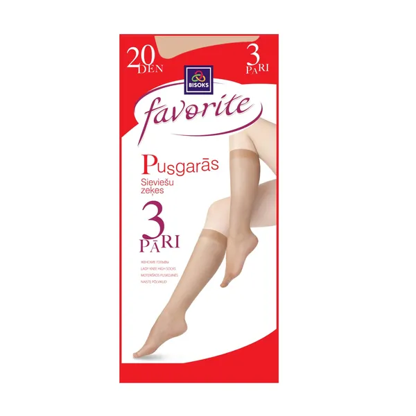 Sieviešu pusgarās zeķes Favorite 20 den 3 pāri 25251 l.beige 23-25