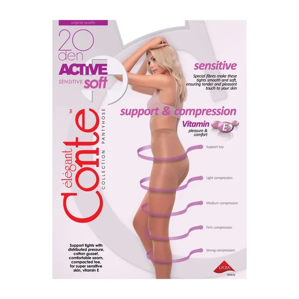 Sieviešu zeķubikses Conte Active Soft20 Natural 3 20d