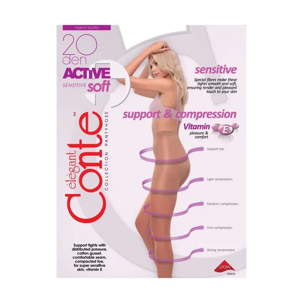 Sieviešu zeķubikses Conte Active Soft20 Natural 4 20d