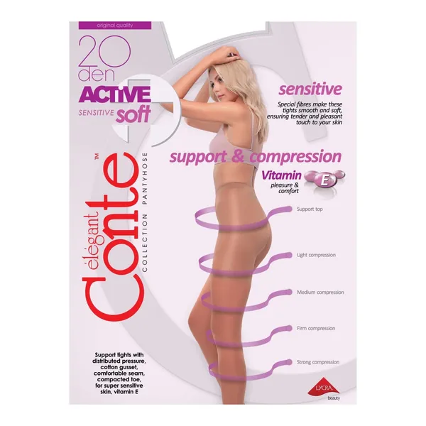 Sieviešu zeķubikses Conte Active Soft20 Natural 5 20d