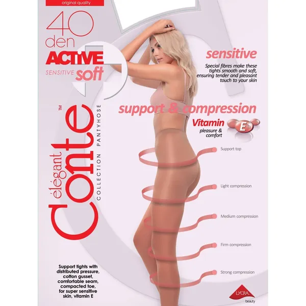 Sieviešu zeķubikses Conte Active Soft40 Nero 4 40d