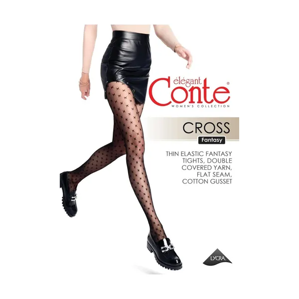Sieviešu zeķubikses Conte Fantasy Cross Nero 4 20d