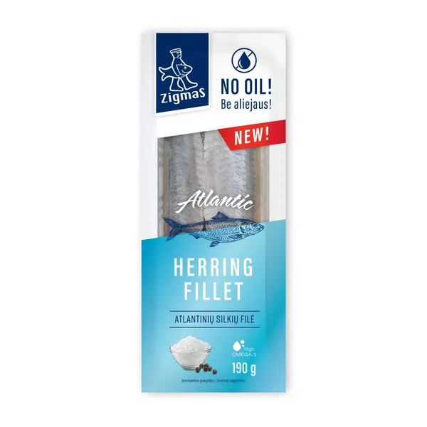 Siļķes fileja Zigmas sālīta bez eļļas 190g