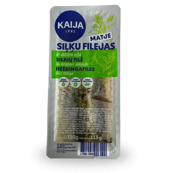 Siļķu filejas eļļā ar dillēm Matje 150g (113g), Kaija