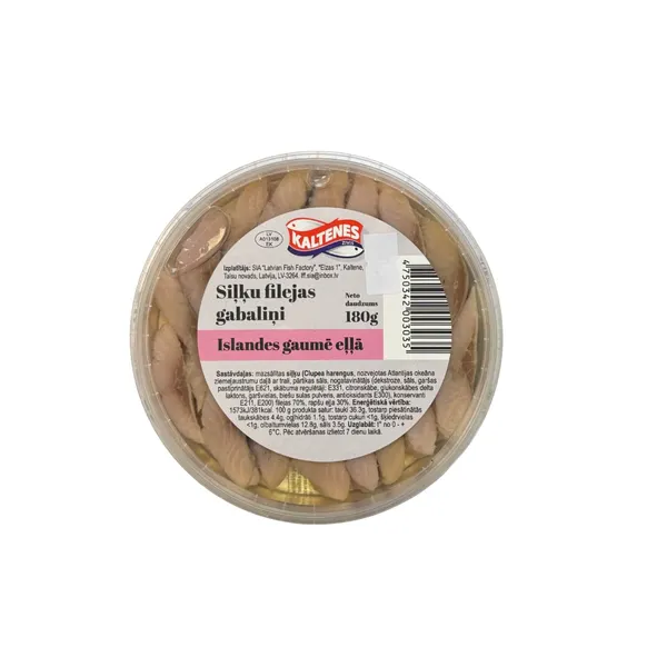 Siļķu filejas gabaliņi eļļā Kaltenes zivis Islandes gaumē 180g/125g