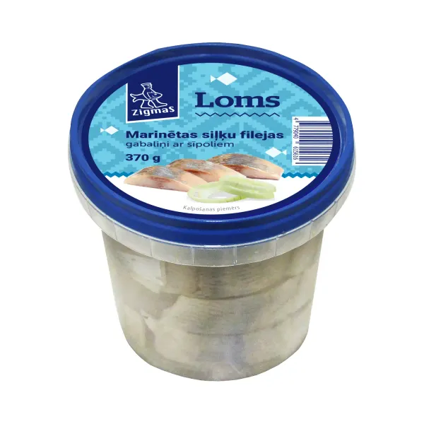 Siļķu filejas gabaliņi Zigmas marinādē ar sīpoliem 370g