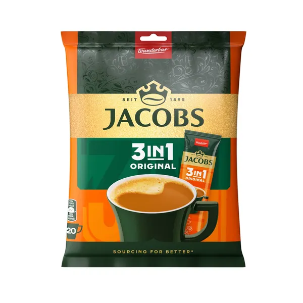 Šķīstošs kafijas dzēriens Jacobs 3in1 Original 20x12,6g