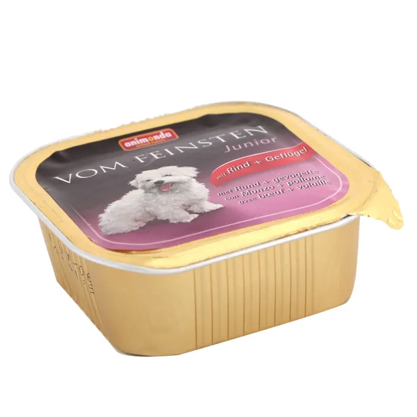 Konservi suņiem Vom Feinstein junior ar liellopa un mājputnu gaļu 150g