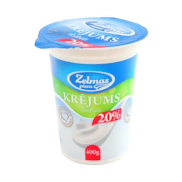 Skābais krējums Zelmas Pienas 20% 400g