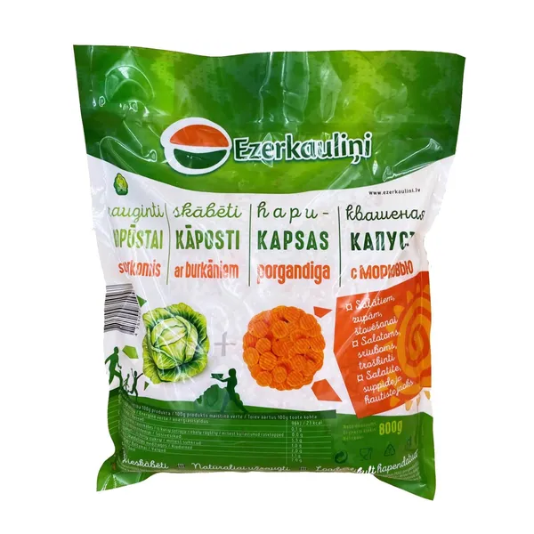 Kāposti skābēti ar burkāniem EZERKAULIŅI 800g