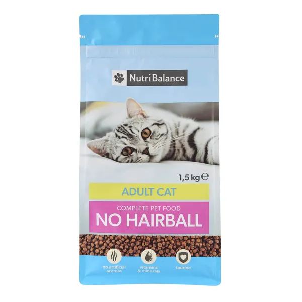 Sausā kaķu barība Nutribalance pieaugušiem, bez apmatojuma kamola veidošanās 1,5kg
