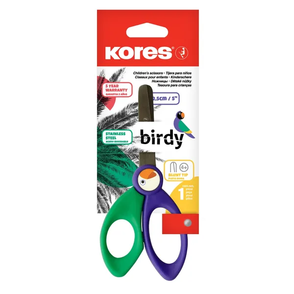 Šķēres Kores Birdy 12,5cm krāsa un dizains var atšķirties