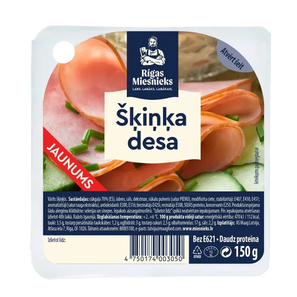 Šķiņķa desa Rīgas Miesnieks šķēlēs 150g