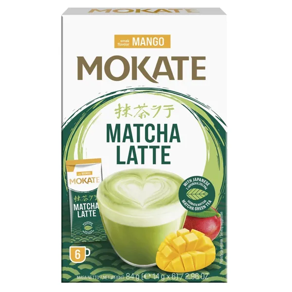 Šķistošais dzēriens Mokate Latte Matcha Mango 6x14g