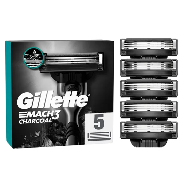 Skūšanās kasetes Gillette MACH3 Charcoal, 5gab.