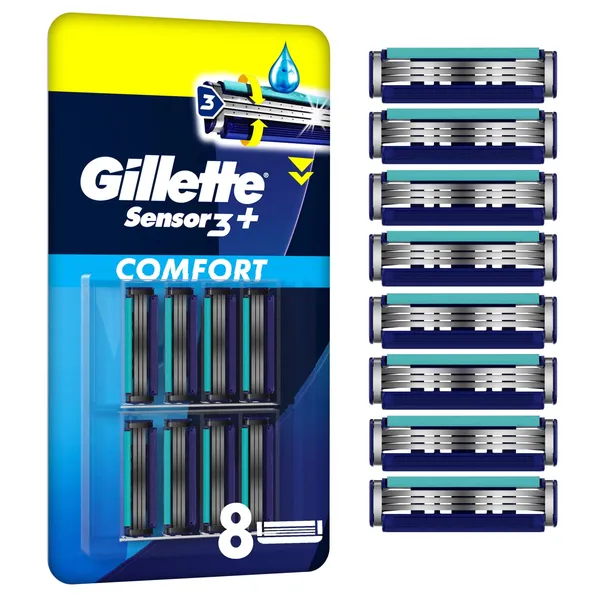 Skūšanās kasetes Gillette Sensor 3+ Comfort 8gab.