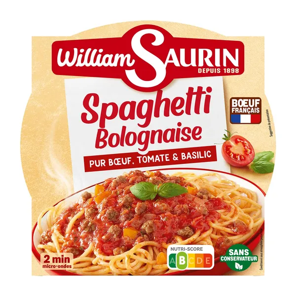 Spageti William Saurin Boloņas mērcē ar liellopa gaļu 300g